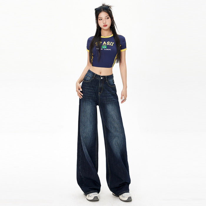 Women's Blue Gray Monkey Wash Washed Distressed Jeans