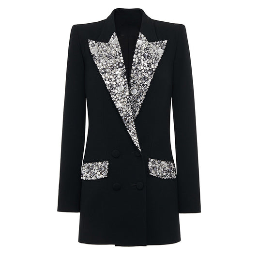 Trendy Handmade Gorgeous Beads Rhinestones Slim Fit Small Suit