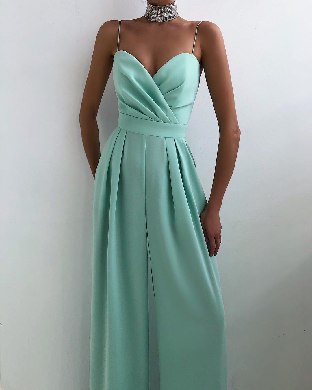 Women's Attractive Sling Waist Straight Knitted Jumpsuits
