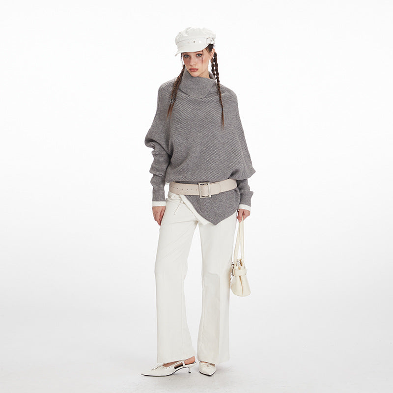 Women's Innovative Irregular Knitted Batwing Sleeve Sweaters