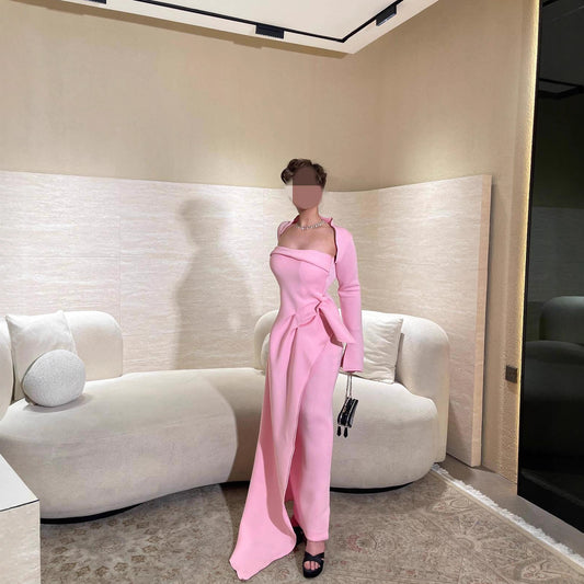 Summer Elegant Sexy Shawl Tube Slit Dresses