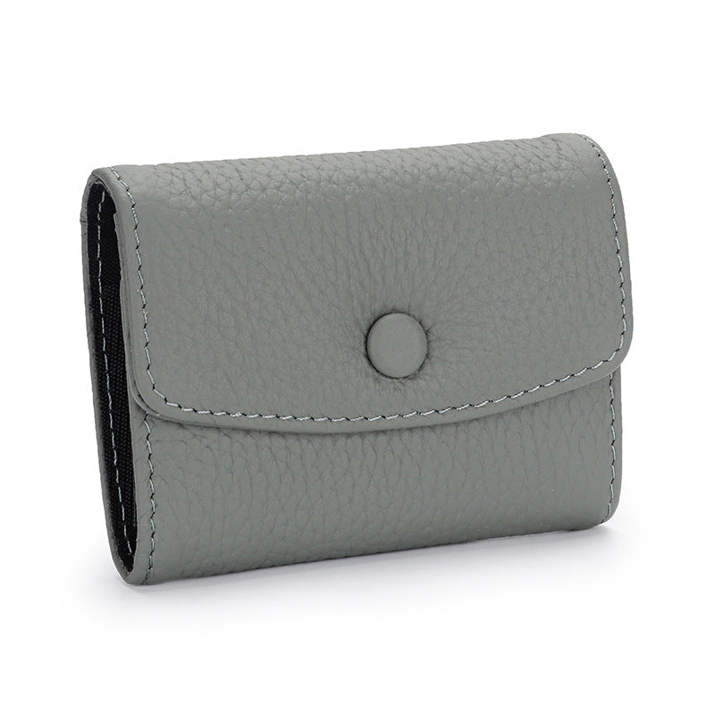 Female First Layer Short Cowhide Expanding Multiple Card Holder