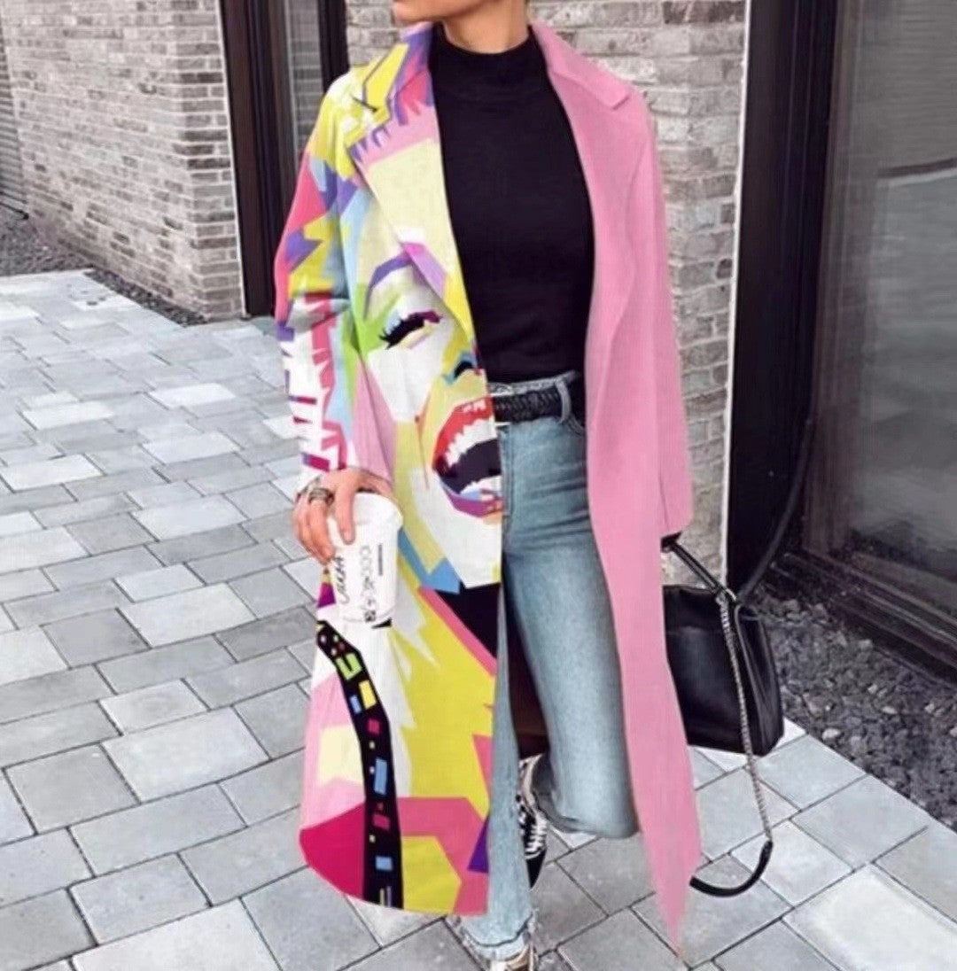 Women's Autumn Long Sleeve Printed Turn-down Collar Clothing