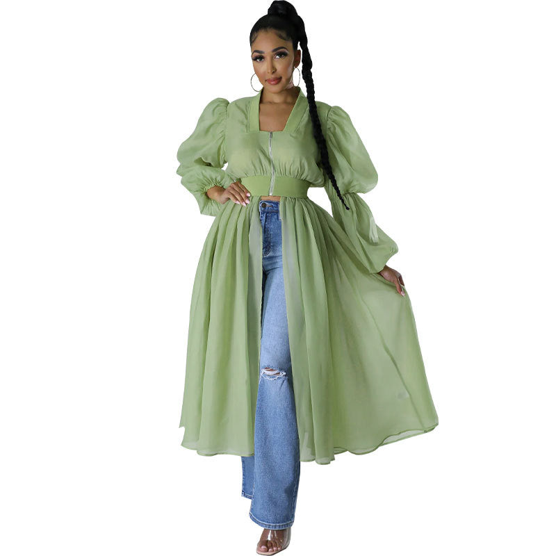 Women's Fashion Solid Color Long Sleeve Temperament Dress