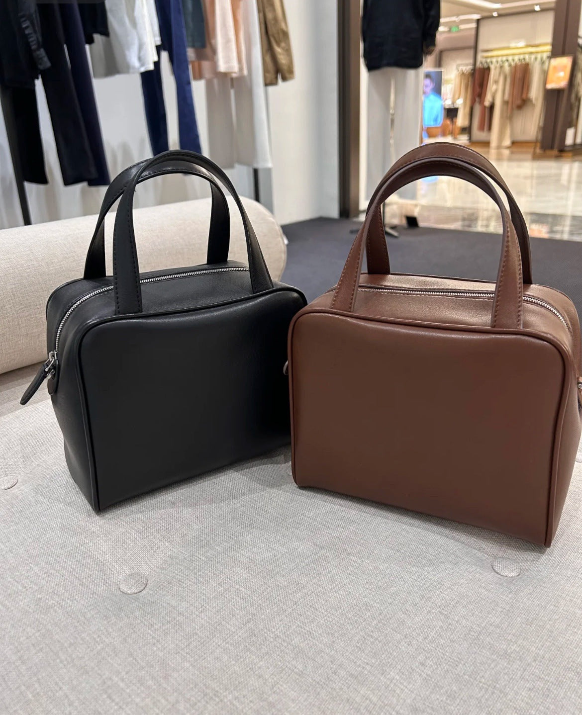 Women's Layer Cowhide Minimalist Fashion Tops Handbags