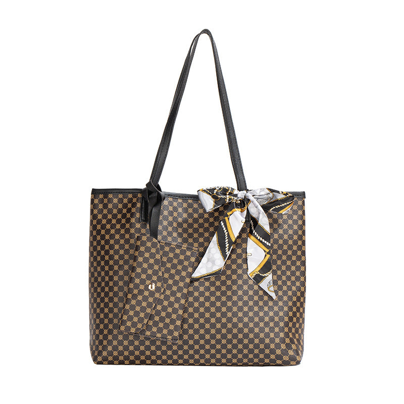 Women's Large Capacity Diamond Plaid Texture Mummy Tote Bags
