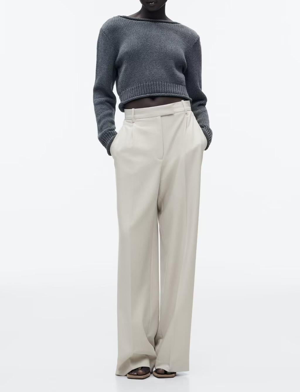 Women's Professional Commute Black High Waist Wide Pants