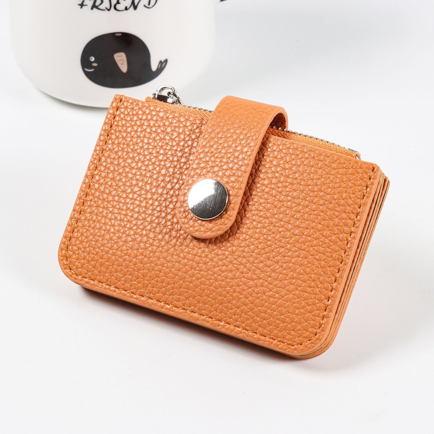 Simple Mini Lychee Pattern Fresh Zipper Card Holder