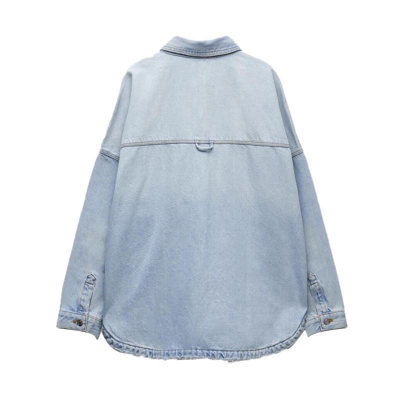Women's Durable Denim Shirt Light Blue Coats