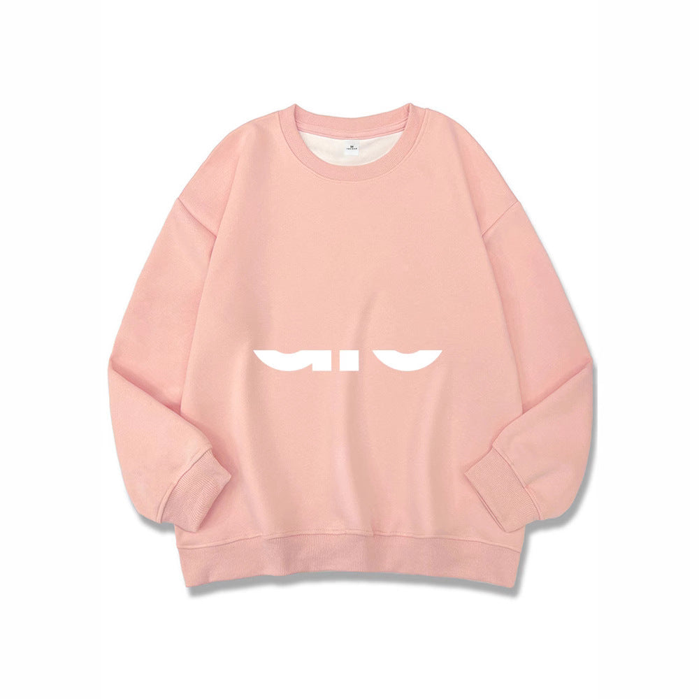 Women's Long Sleeve Composite Interloop Fashion Casual Loose Round Women's Sweater, Sweater