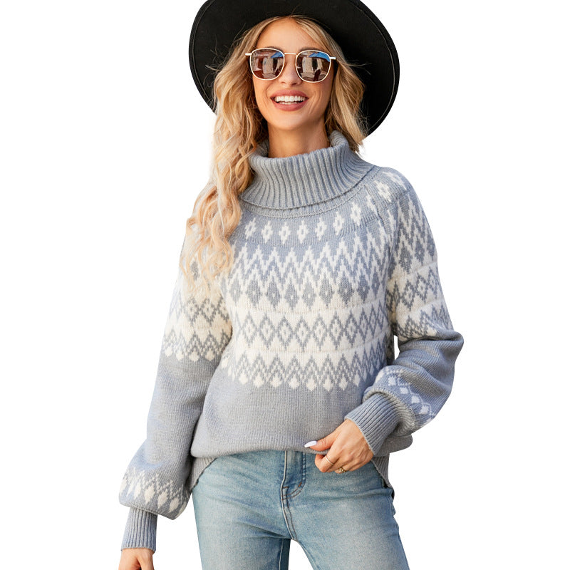 Women's Turtleneck Pullover Loose Retro Outer Wear Sweaters
