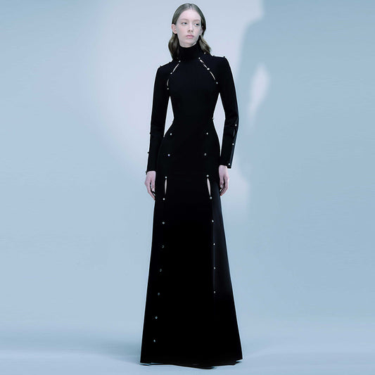 Fashion Simple Rhinestone Beaded Long Floor Dress