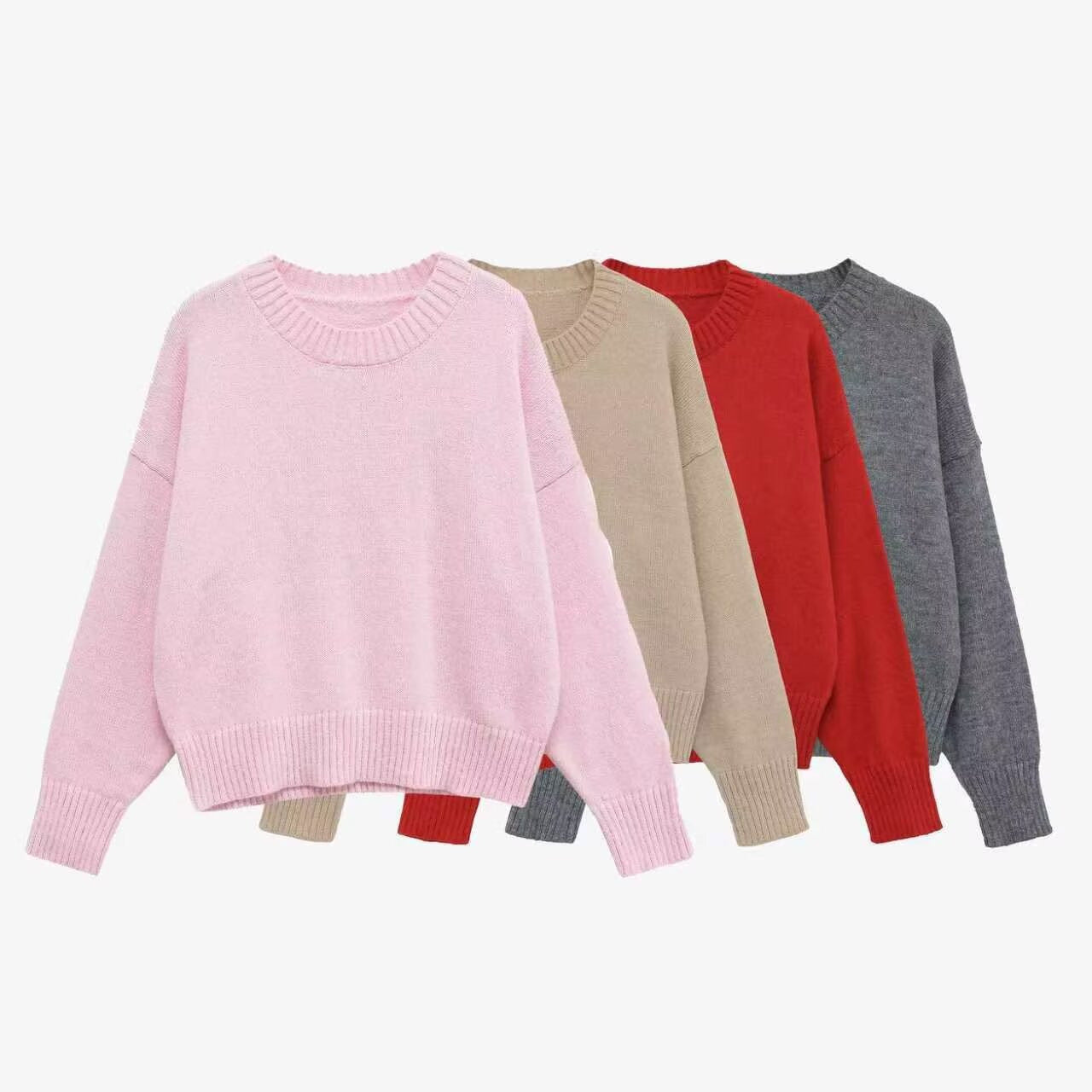 Women's Simple Pullover Soft Plain Stitch Knitwear