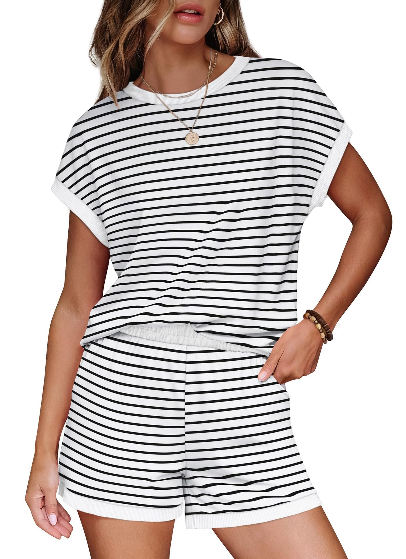 Women's Summer Round Neck Loose Pajamas Fashion Casual Suit