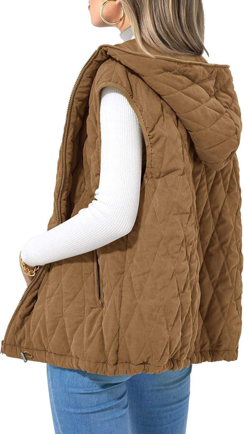 Ladies Hooded Waistcoat Lightweight Cotton Outer Vests
