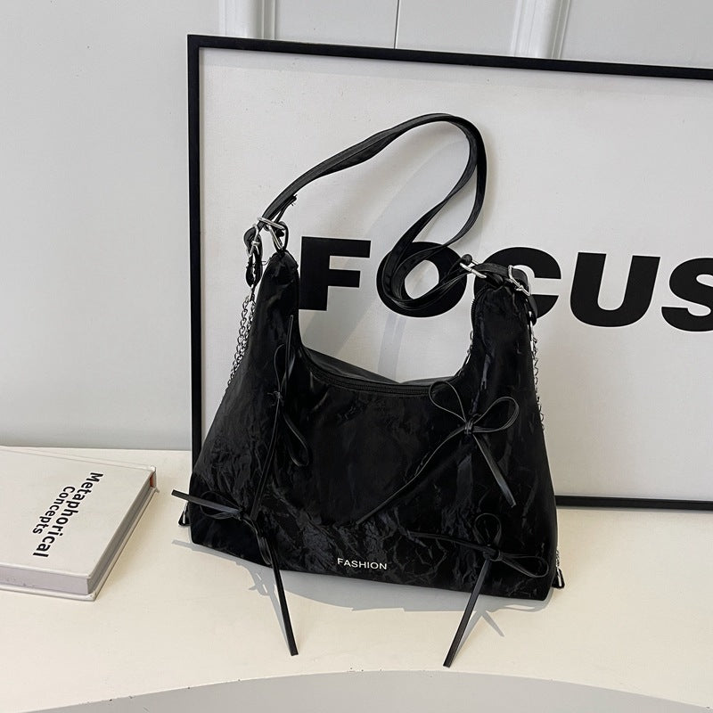 Bow Fashion Korean Gentle Textured Female Tote Bags