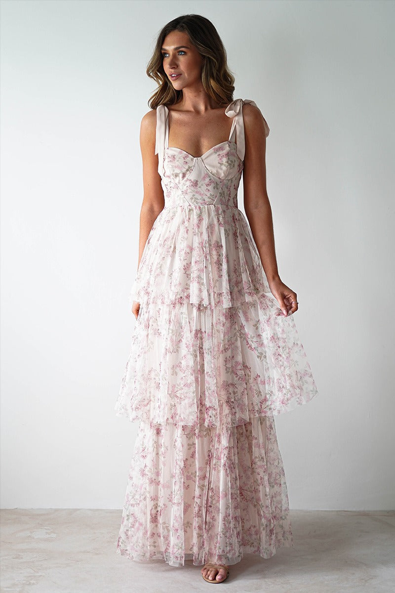 Fashion Sexy Sling Backless Cake Pink Dresses