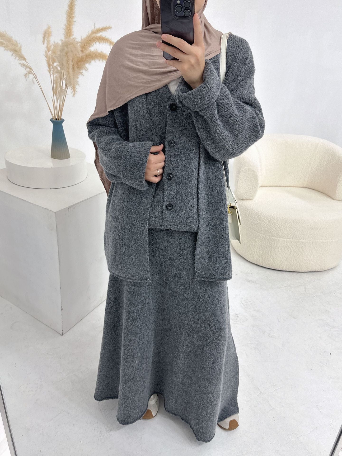 Turkey Thickened Knitting Solid Color Three-piece Suits