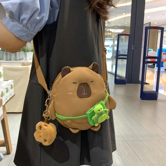 Round Female Cute Water Guinea Pig Everyday Crossbody Bags