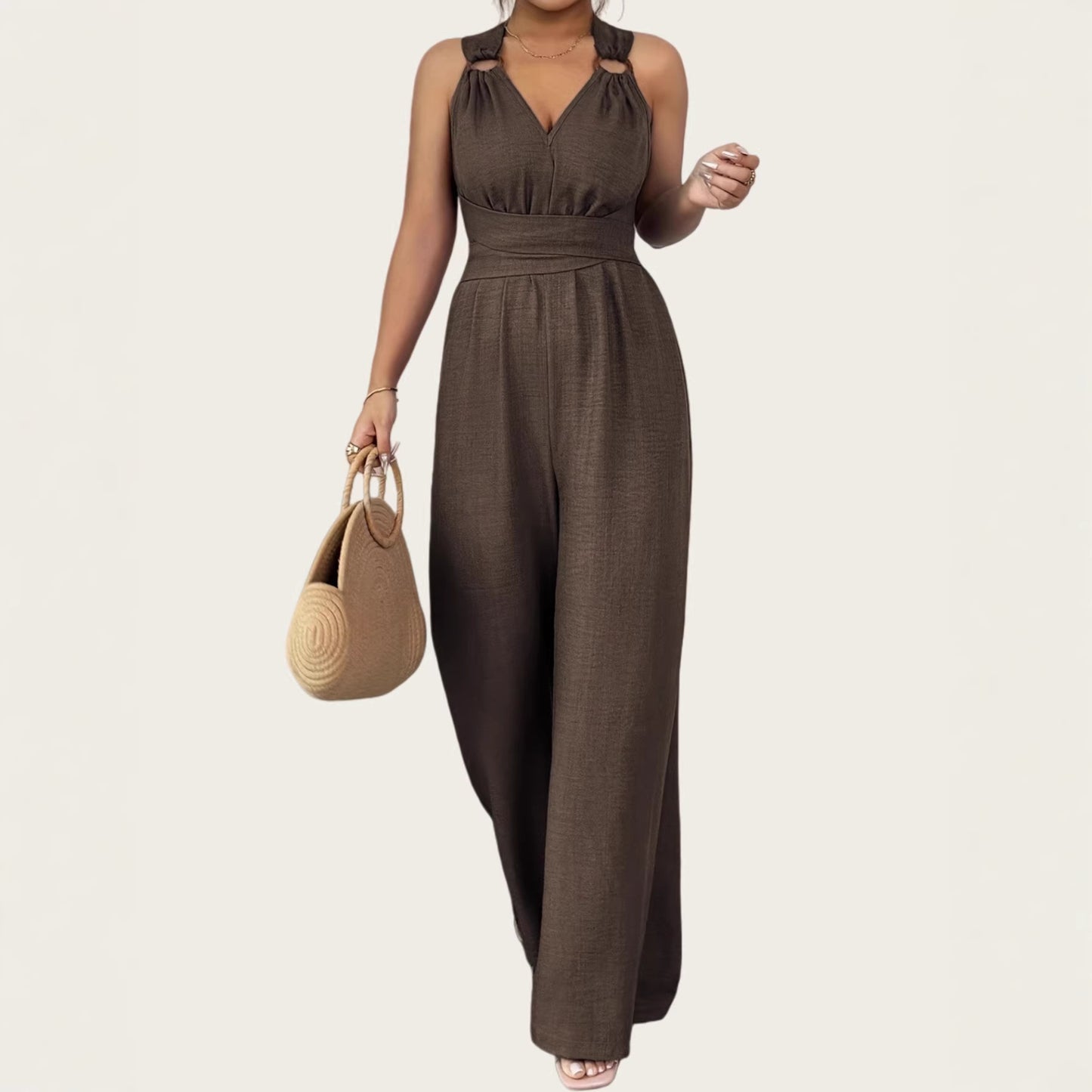 Women's Fashion Sexy Backless Cross Belt Wide Women's Jumpsuit/clothing