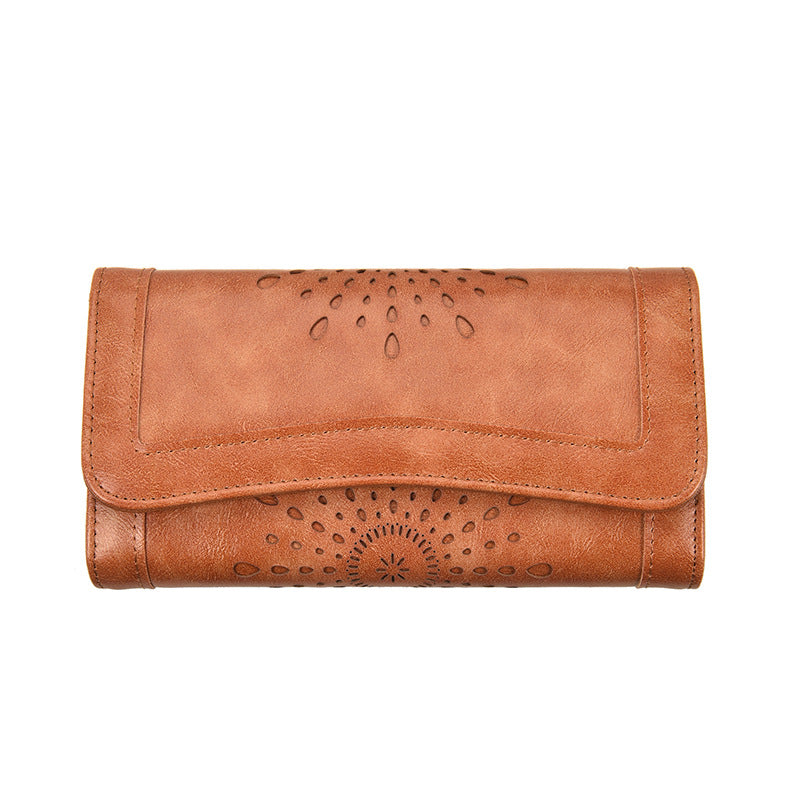 Women's Vintage Oil Wax Clutch Fashion Mid-length Ladies Wallets