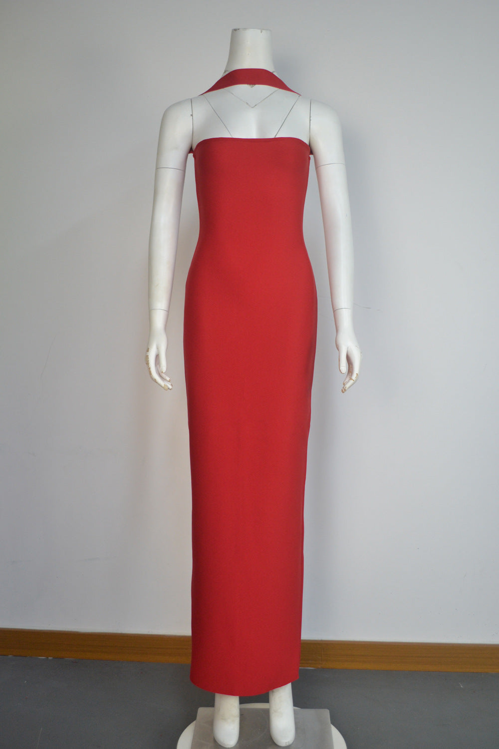 Women's Wear Halter Elastic Bandage Long Elegant Slim Fit Backless Solid Skirts