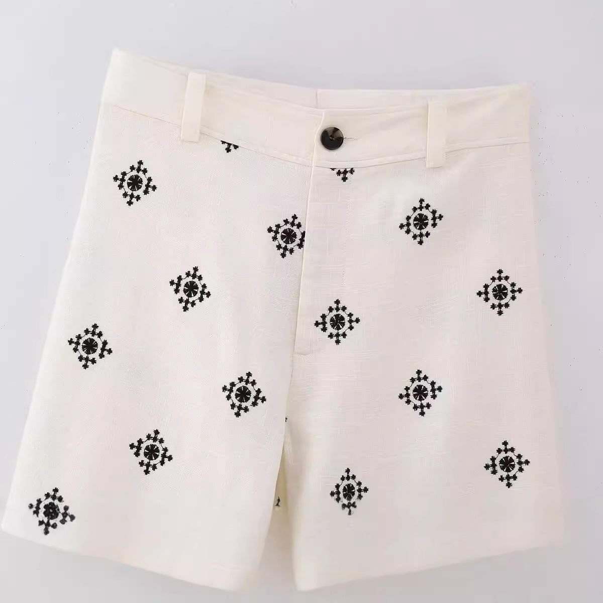 Women's Fashion Wear Geometric Embroidery Straight Trousers Pants