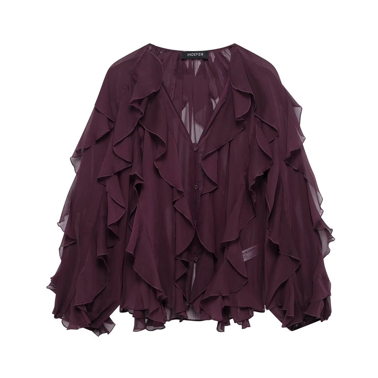 Women's Temperament Laminated Decoration Fashion Long Sleeve Blouses