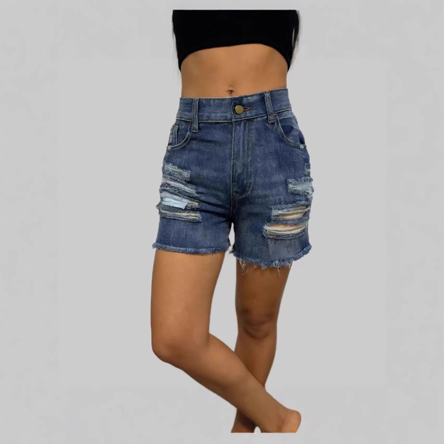Classic Women's Ripped Frayed Thin Denim Women's Jeans