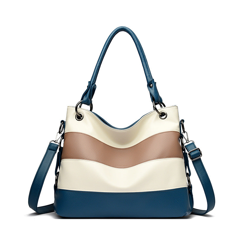 Women's Fashion Color Matching Leather Pattern Commuter Handbags