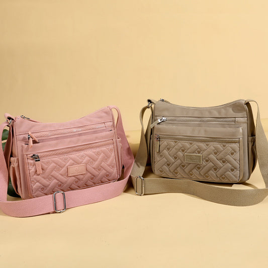 Women's Nylon Fashion Embroidered Large Capacity Multilayer Crossbody Bags