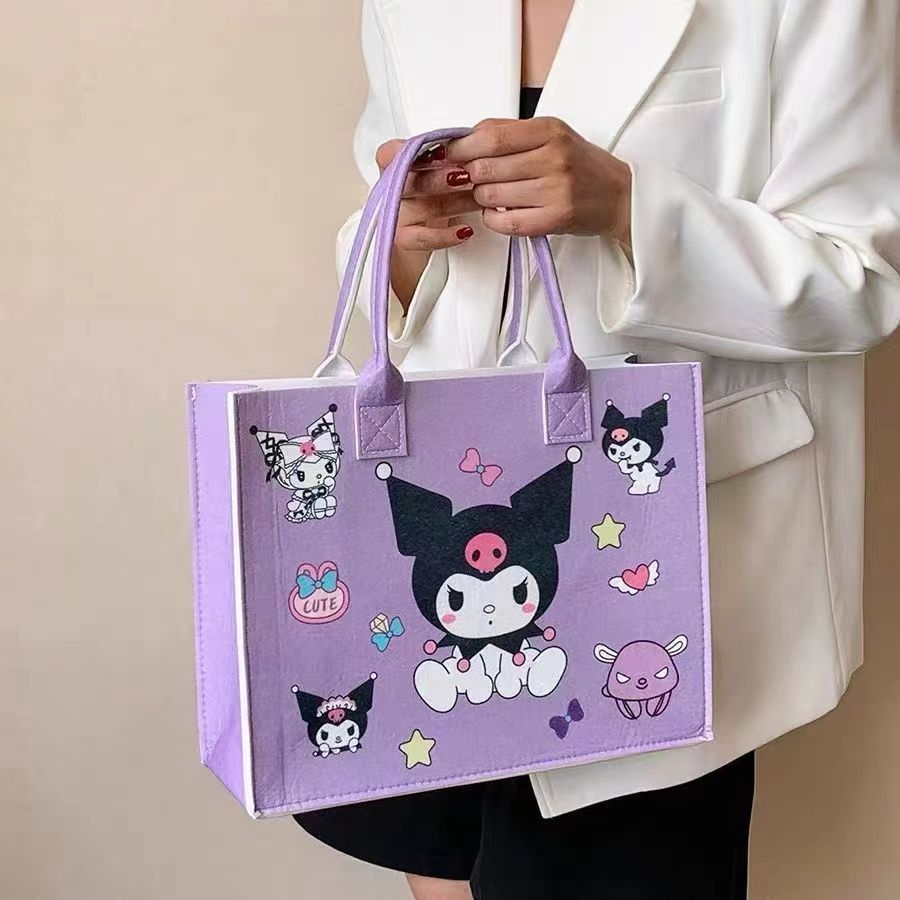 Women's Felt Cartoon Class Large Capacity Simple Handbags