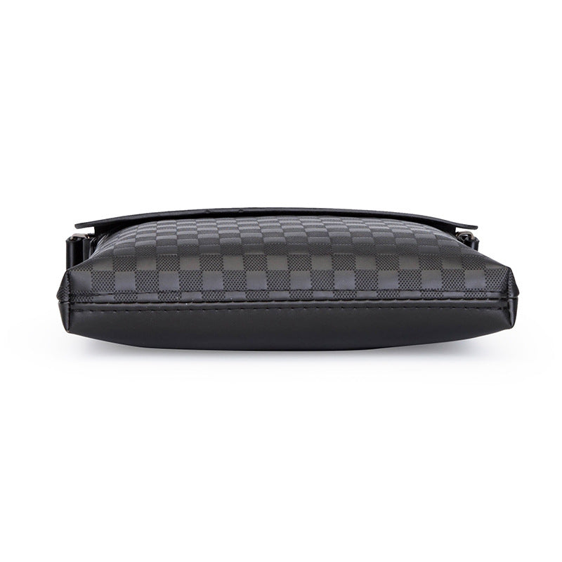 Men's Fashion Large Capacity Vertical Plaid Cover Men's Shoulder Bags