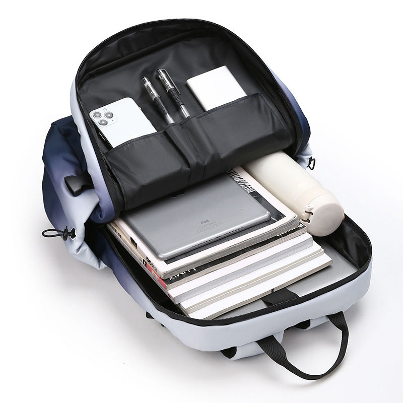 Men's Gradient Color Leisure Commute Couple Waterproof Backpacks