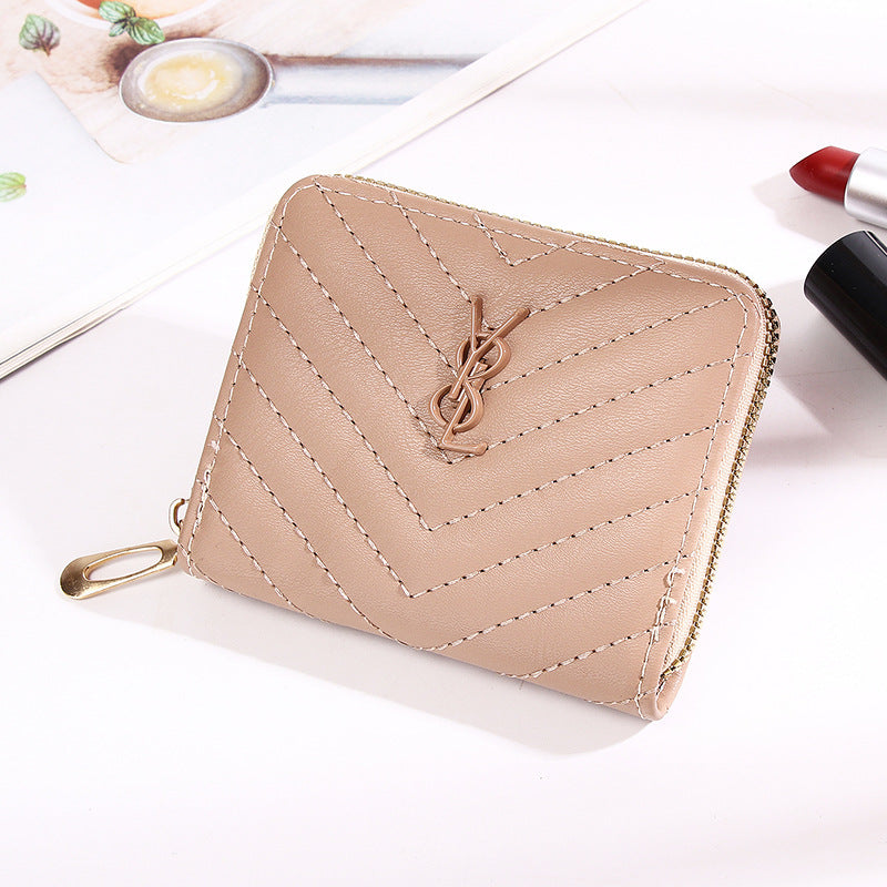 Women's Short Solid Color Summer Button Zipper Coin Purses