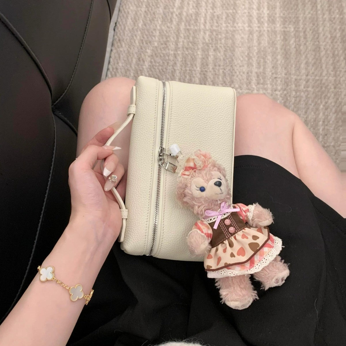 Leather Inside Outside Lunch Box Fashion Small Square Bags