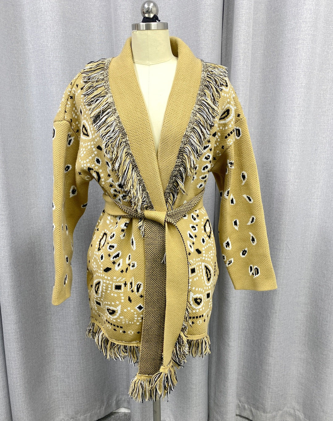Cross Mirror Paisley Bohemian Style Mid-length Coats