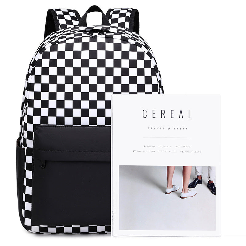 Female Junior High Trendy Simple Plaid Middle School Students' Schoolbags
