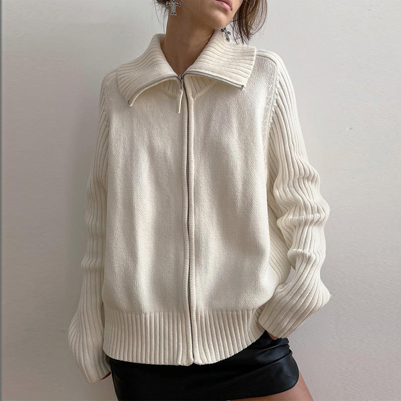 Women's Solid Color Loose Lapels Lazy Knitted Coats