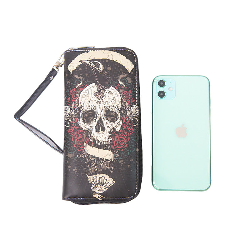 Retro Skull Male Female Long Zipper Ladies Wallets