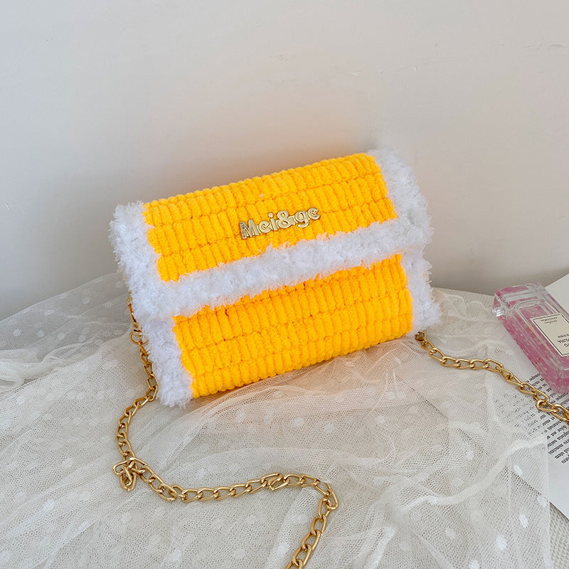 Women's Hand-woven Material Homemade Wool Ice Bar Crossbody Bags