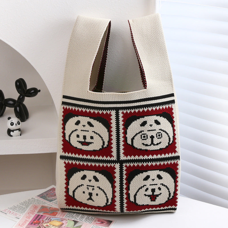 Panda Grandpa Cute Everyday Joker Polyester Handbags
