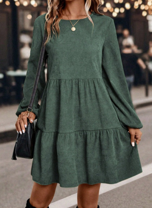 Women's Retro Gentle Style Autumn Corduroy Dress