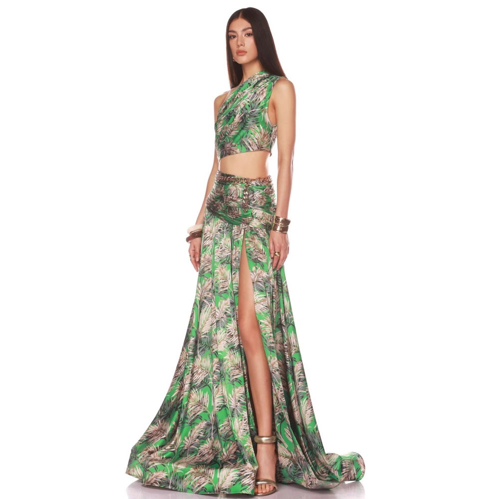 Style Two-piece Set High Waist Slit Suits