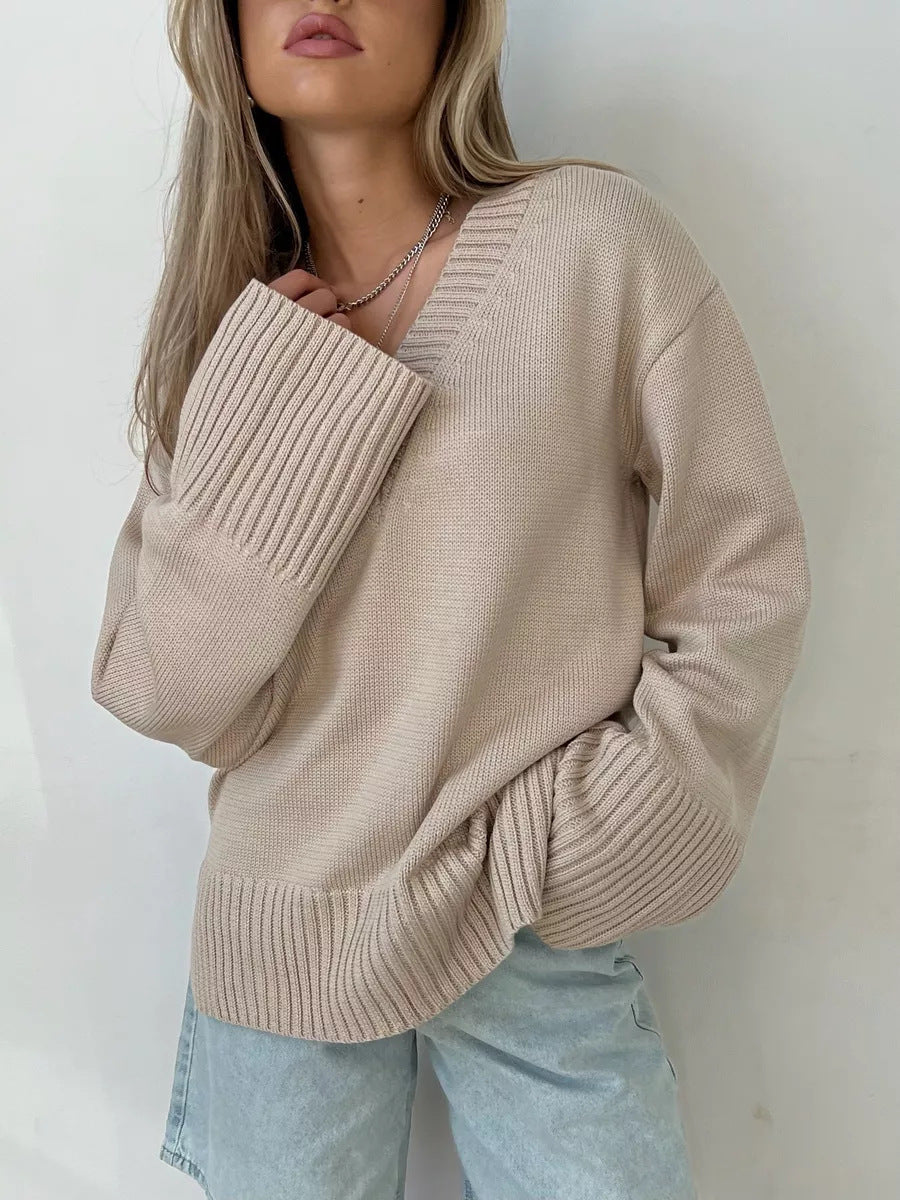 Women's Solid Color Pullover Idle Style Casual Sweaters