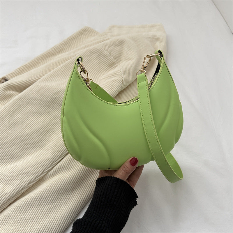 Women's Leather Autumn Underarm Tide Design Baseball Shoulder Bags