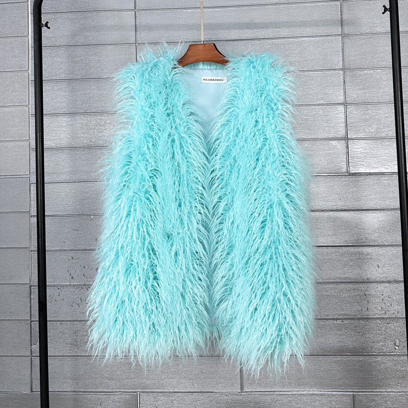 Women's Imitated Tibet Sheep Fur Mid-length Faux Coats
