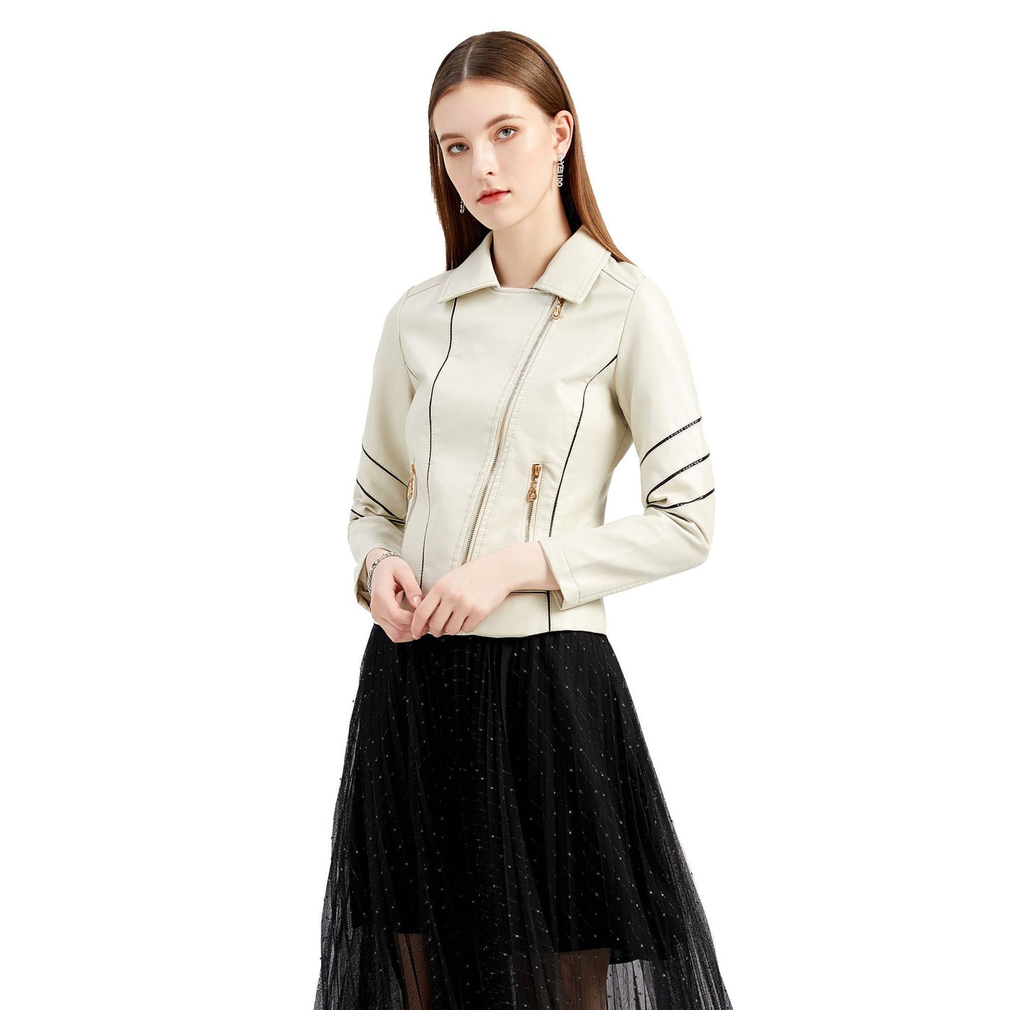 Women's Elegant Leather For Thin Motorcycle Jackets