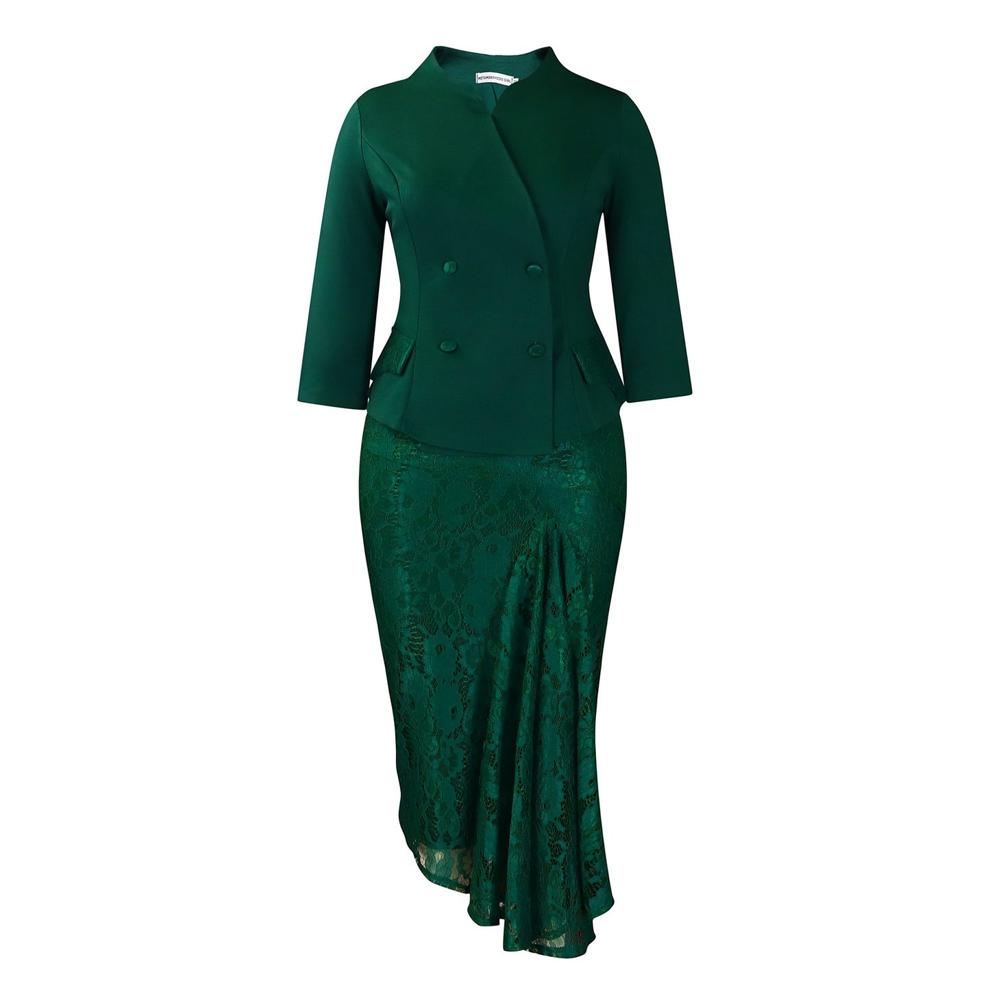 Women's Elegant Ol Long Sleeve Lace Package Hip Two-piece Suits