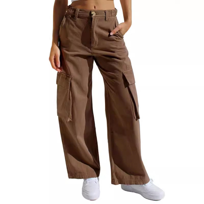 Casual Loose Wide Leg Straight Cargo Jeans